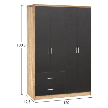 ΝΤΟΥΛΑΠΑ 4ΦΥΛΛΗ BRIANA ME 2 ΣΥΡΤΑΡΙΑ SONAMA ΓΚΡΙ 120x42,5x180,5