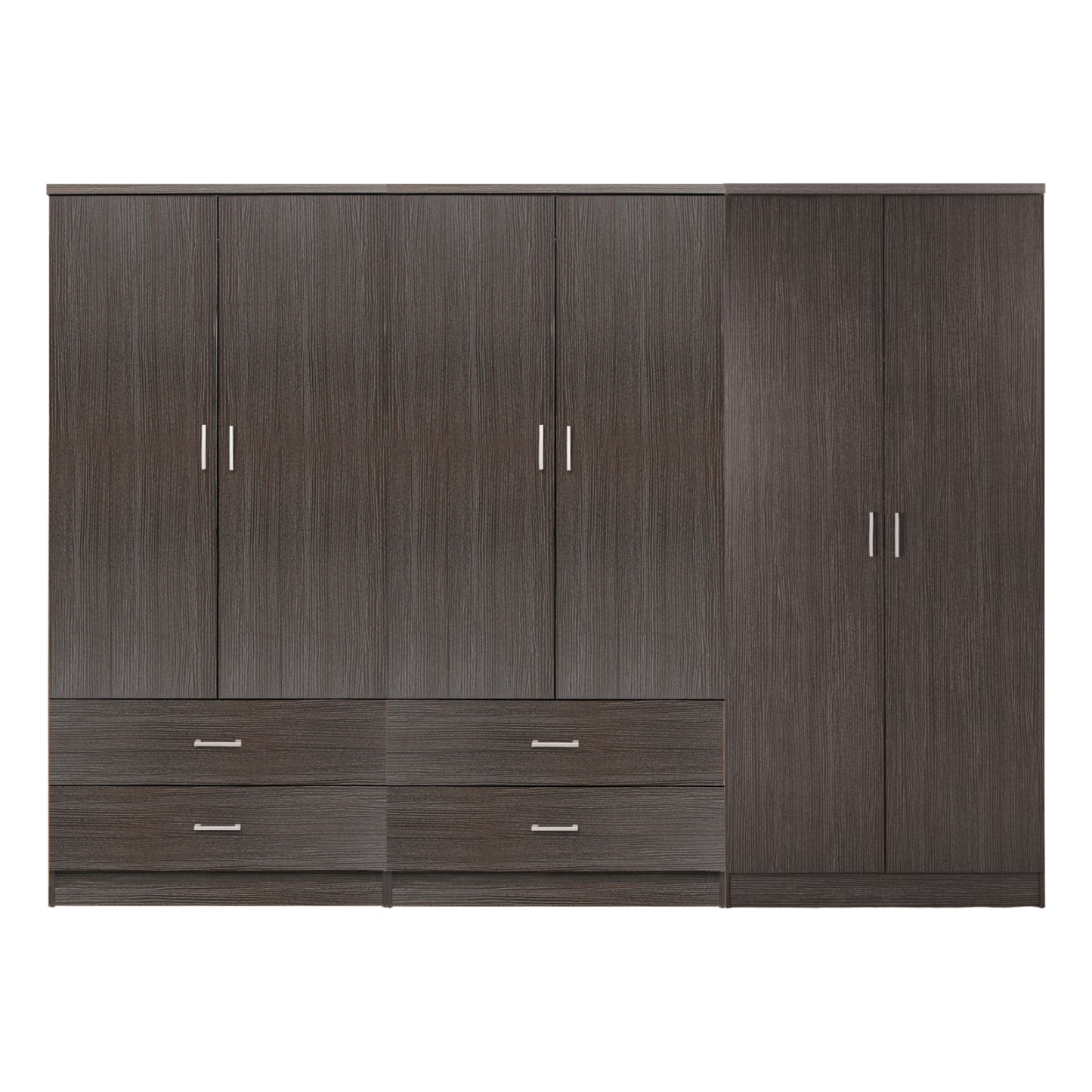 WARDROBE REINA 6-DOOR WITH 4 DRAWERS MELAMINE IN ZEBRANO 240x43x181