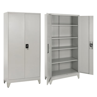 METAL WARDROBE DURON DOUBLE-DOOR WITH 5 STORAGE SPACES & GREY LEGS 90x40x190