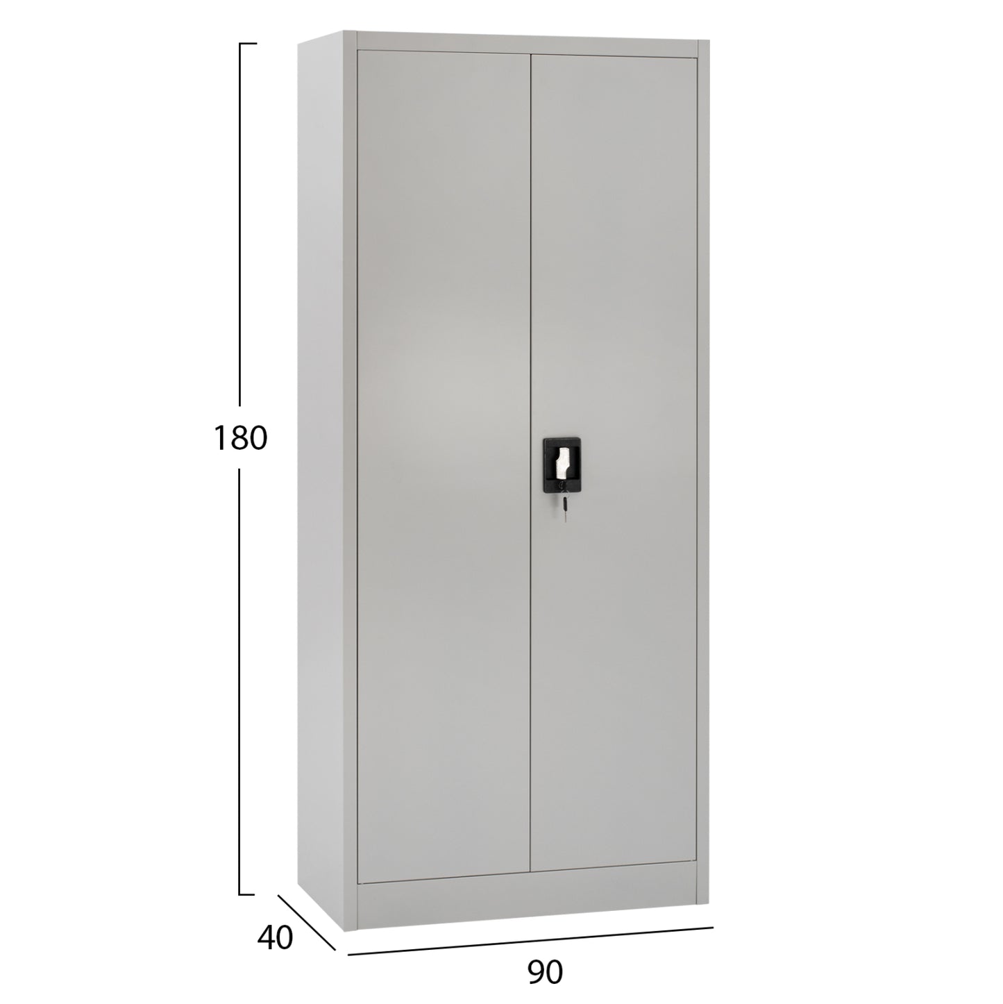 METAL WARDROBE WITH PARTITION DOUBLE-DOOR LIGHT GREY 90x40x180