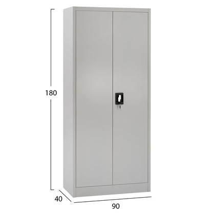 METAL WARDROBE WITH PARTITION DOUBLE-DOOR LIGHT GREY 90x40x180