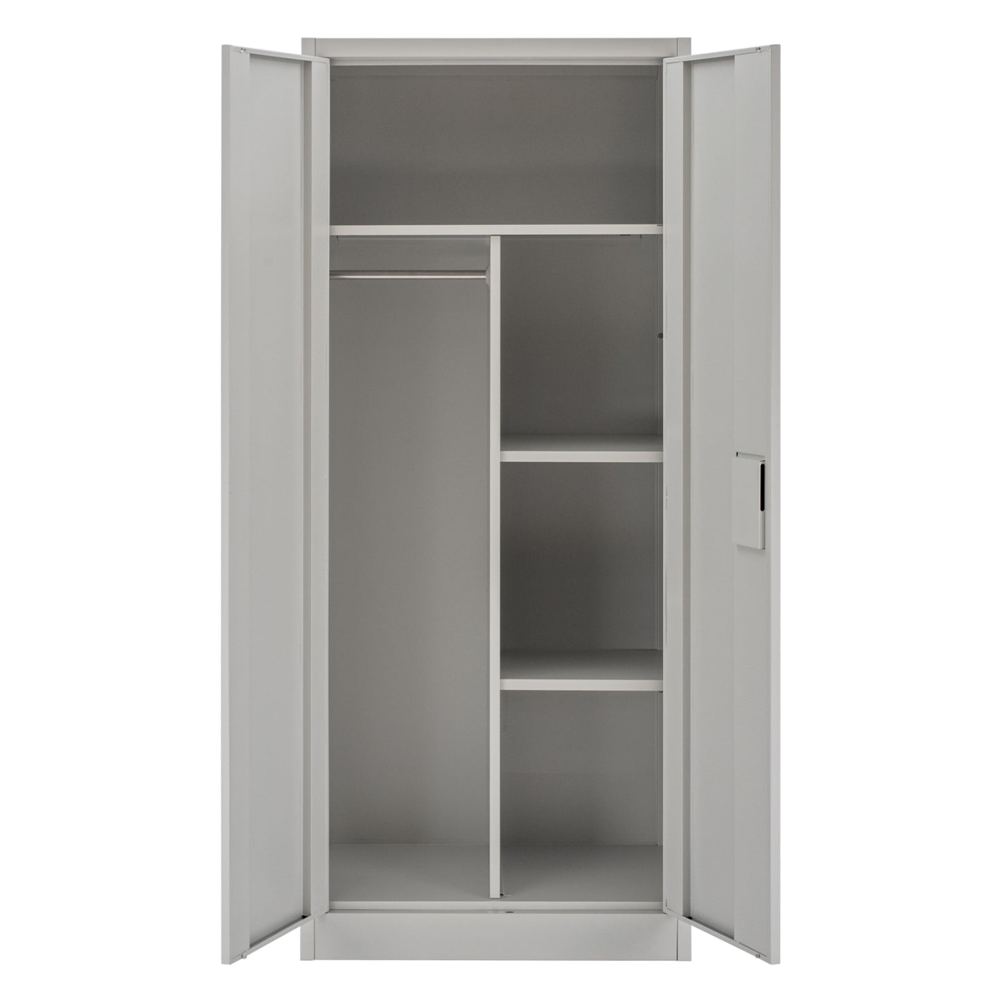 METAL WARDROBE WITH PARTITION DOUBLE-DOOR LIGHT GREY 90x40x180