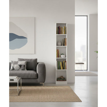 Eliot 5S Slim Bookcase White 30x30x180