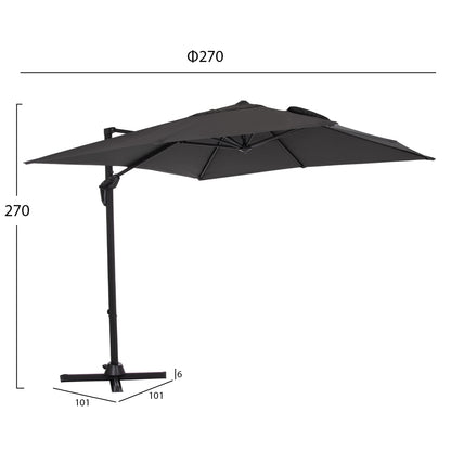 JAVANTE POOL UMBRELLA GREY ALUMINIUM & FABRIC 2.7x2.7x2.7m