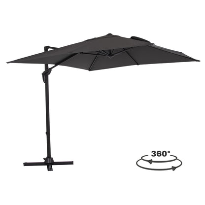 JAVANTE POOL UMBRELLA GREY ALUMINIUM & FABRIC 2.7x2.7x2.7m