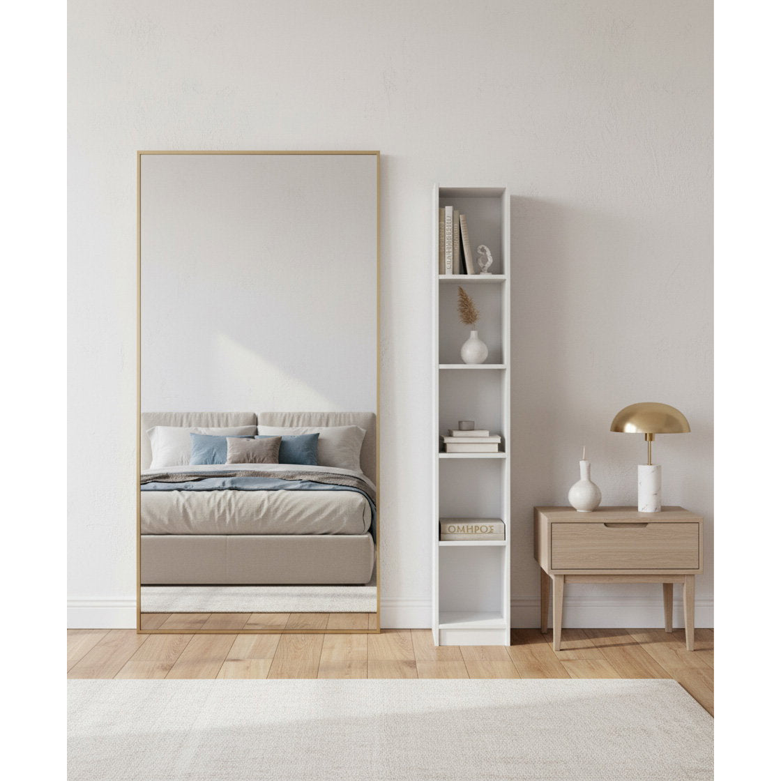 Eliot 5S Slim Bookcase White 30x30x180