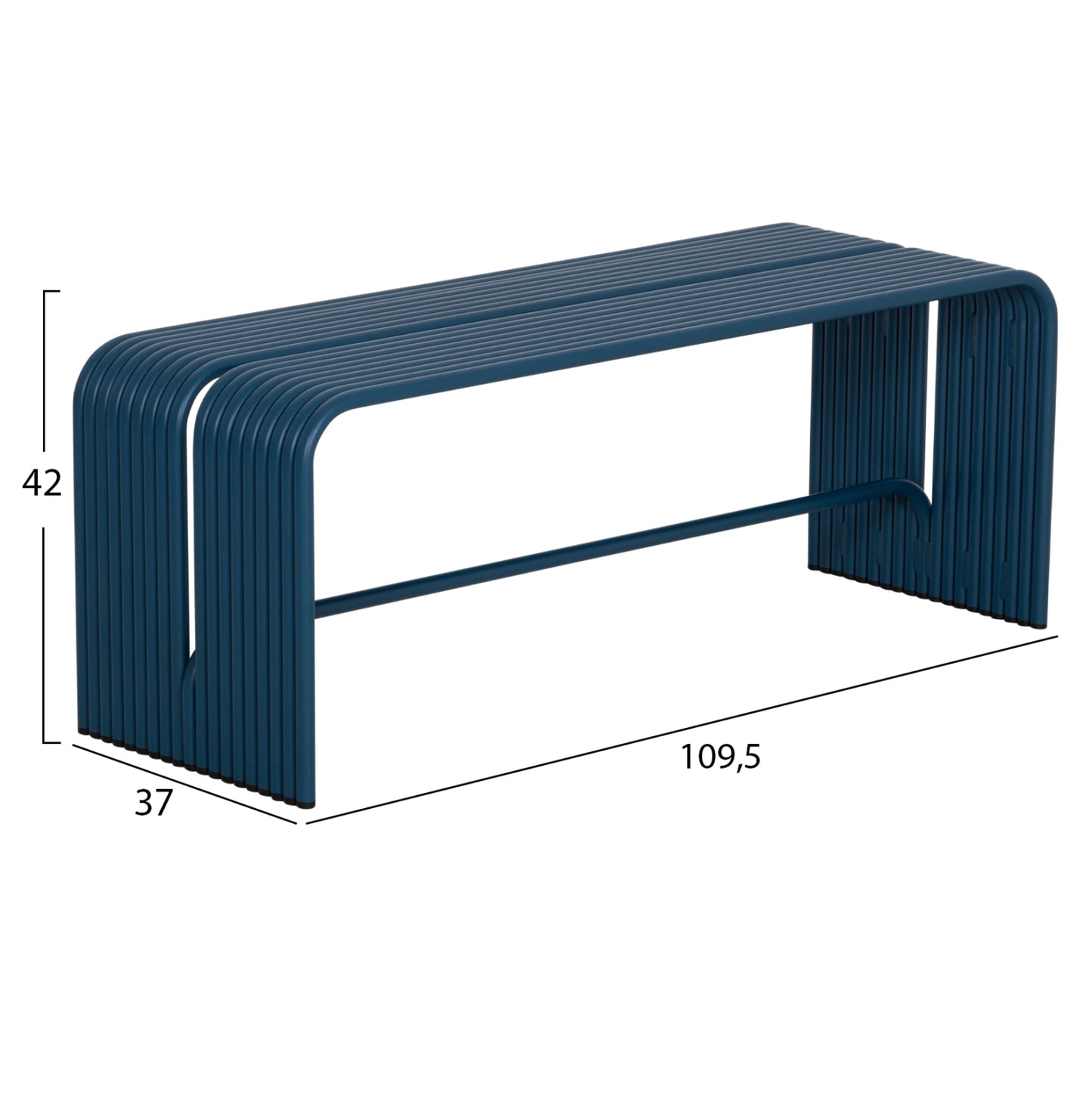 2-SEATER INTREPID BENCH ALUMINUM IN BLUE 109.5x37x42