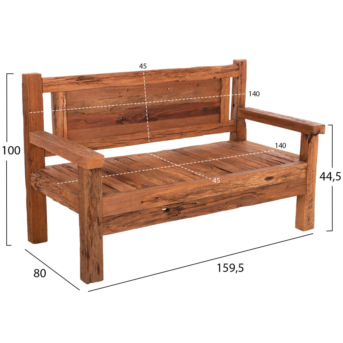 ΠΑΓΚΑΚΙ 3ΘΕΣΙΟ THREEWAY ΑΝΑΚΥΚΛΩΜΕΝΑ ΞΥΛΑ ΜΙΧ 159,5x80x100