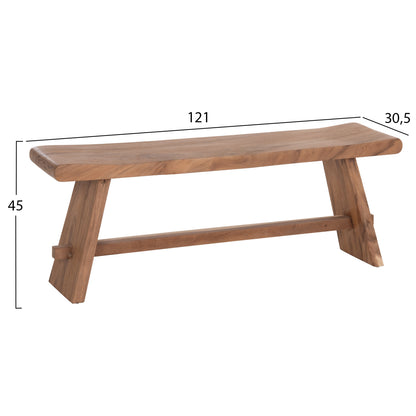 OUTDOOR BENCH 2-SEATER KONNY SUAR WOOD IN NATURAL 121x30.5x45