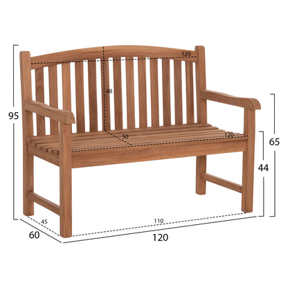 ΠΑΓΚΑΚΙ ΚΗΠΟΥ 2ΘΕΣΙΟ ELENA ΞΥΛΟ TEAK-ΦΥΣΙΚΟ 120x60x95