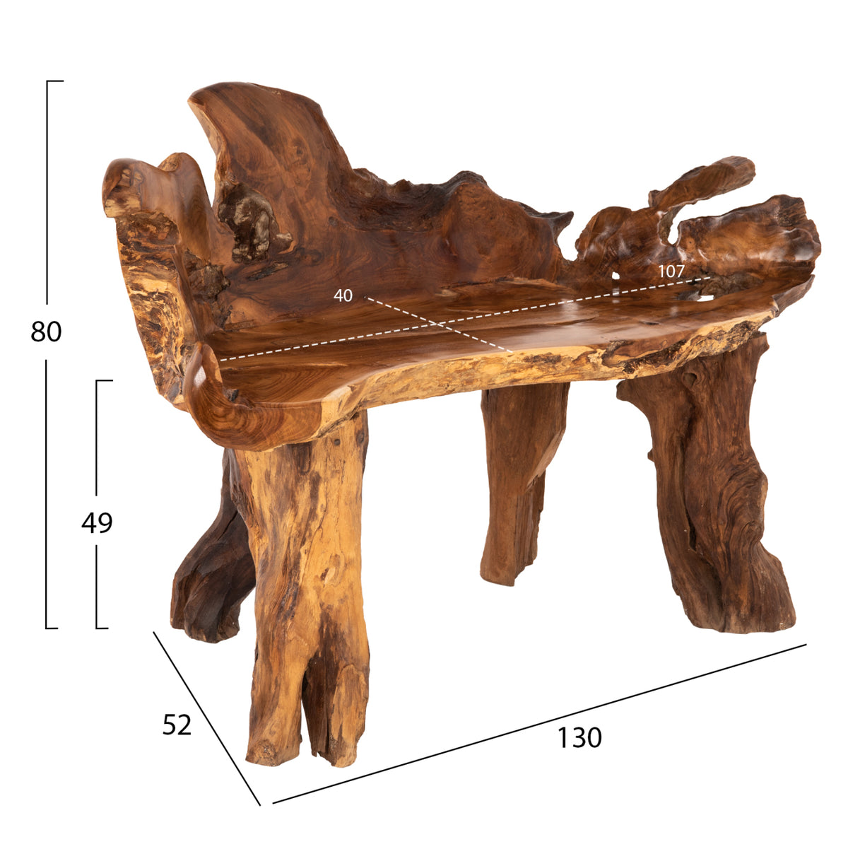 ΠΑΓΚΑΚΙ ΜΑΣΙΦ ΞΥΛΟ ΤEAK ΦΥΣΙΚΟ 130x52x80