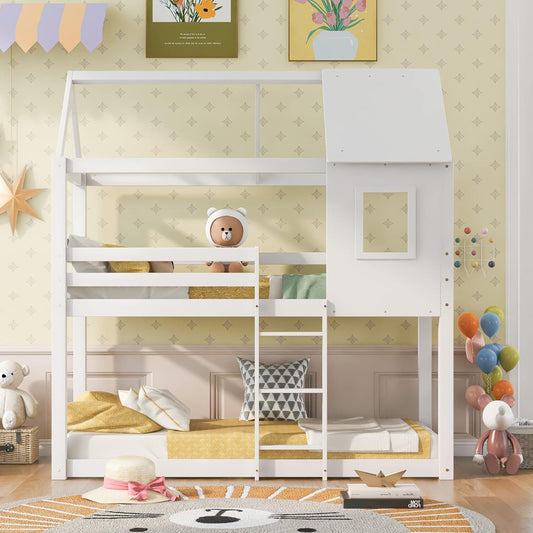 ΠΑΙΔΙΚΗ ΚΟΥΚΕΤΑ ΣΠΙΤΑΚΙ τ.MONTESSORI HOOD ΞΥΛΟ ΠΕΥΚΟΥ ΣΕ ΛΕΥΚΟ ΣΤΡΩΜΑΤΑ 190x90εκ