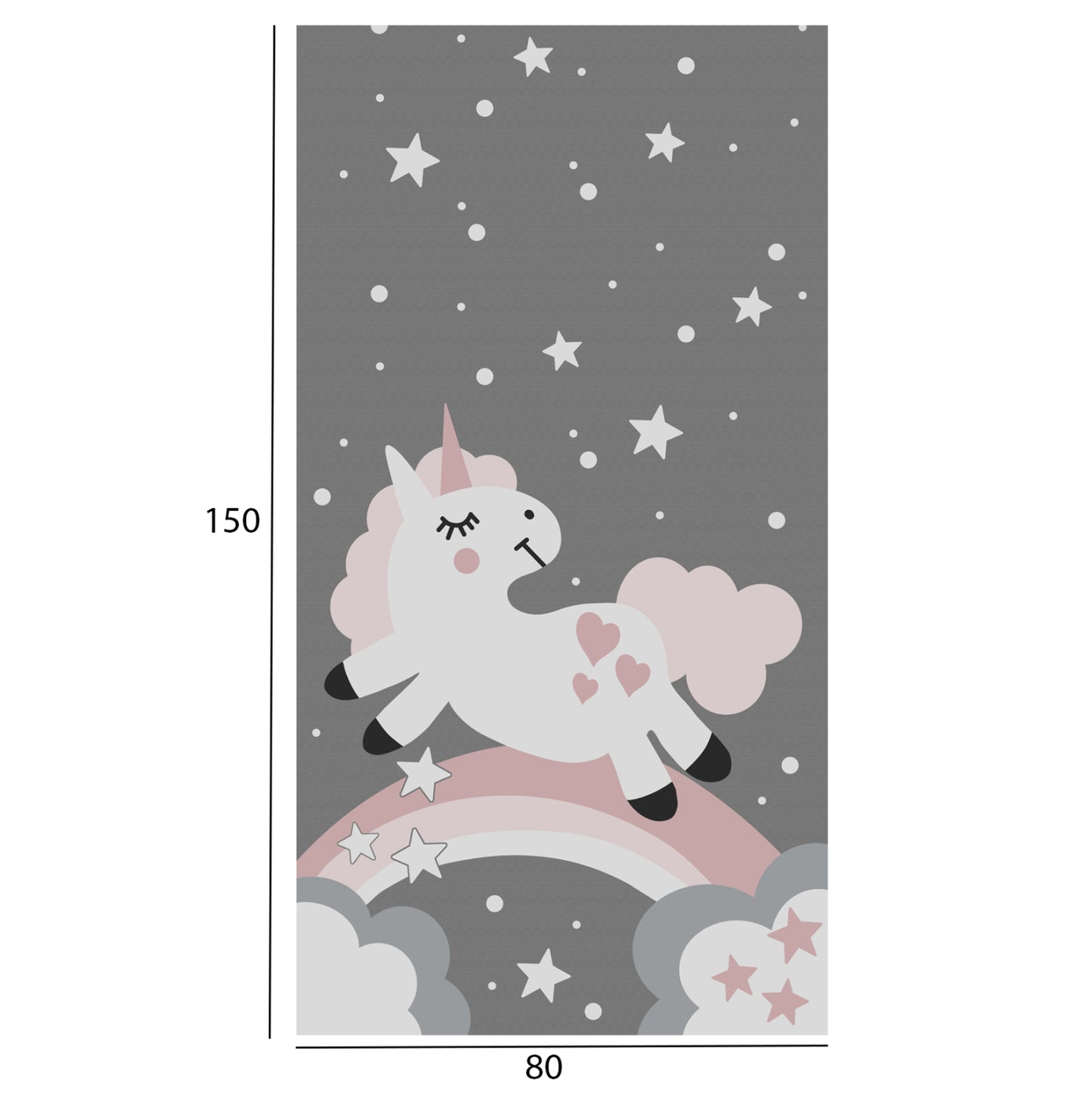 ΠΑΙΔΙΚΟ ΧΑΛΙ ΜΕ ΚΡΟΣΙΑ KIDDER UNICORN ΓΚΡΙ 80x150εκ