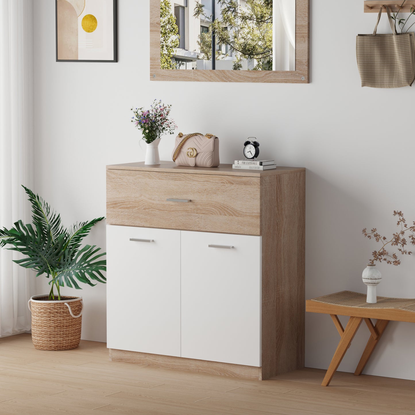 ΠΑΠΟΥΤΣΟΘΗΚΗ ΜΕ ΣΥΡΤΑΡΙ DIONNE ΜΕΛΑΜΙΝΗ ΣΕ ΣΟΝΑΜΑ ΛΕΥΚΟ 80x35x84