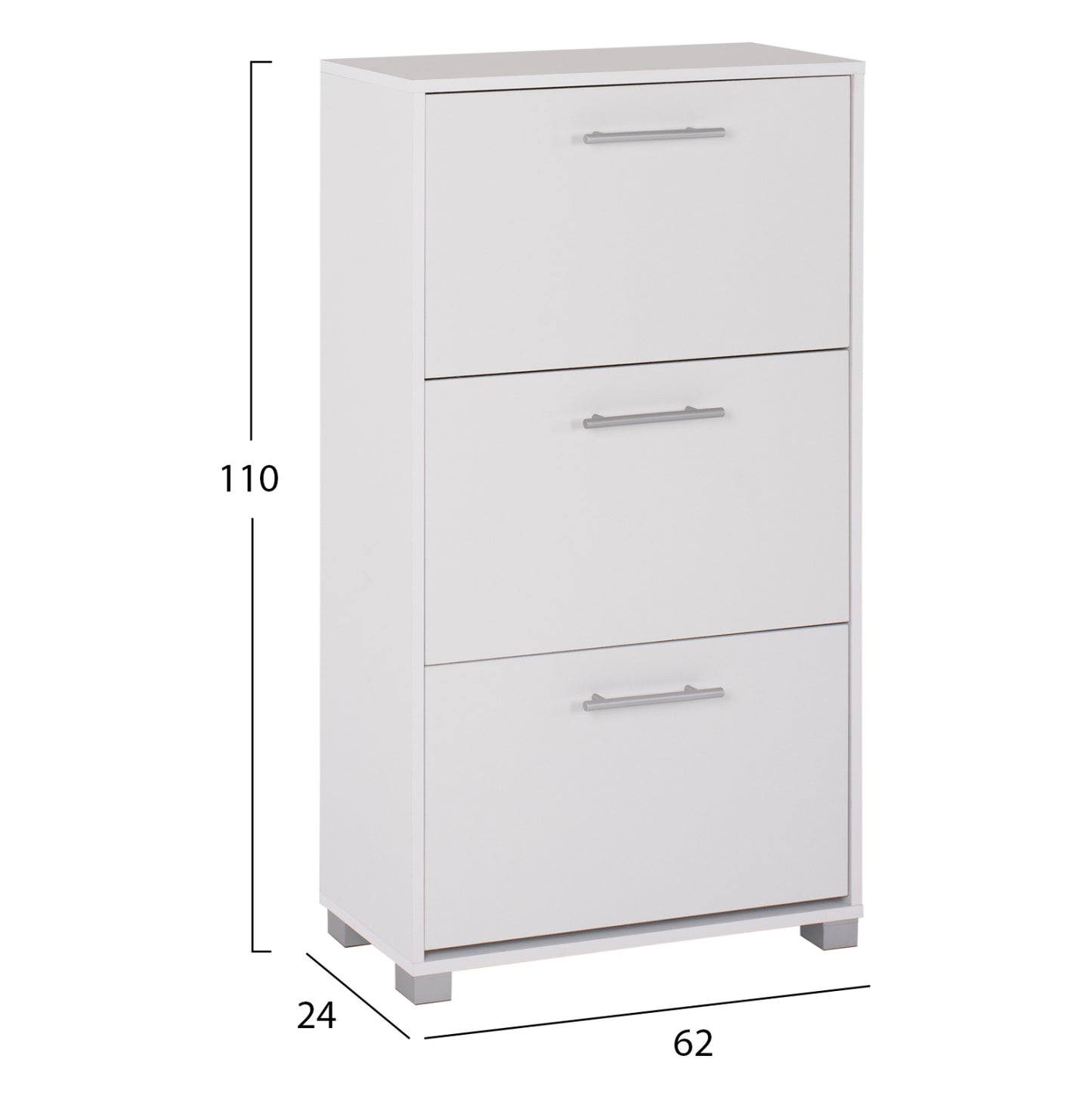 DAVINA SHOE CABINET MELAMINE 3-TIER WHITE 62x24x110