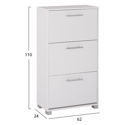 DAVINA SHOE CABINET MELAMINE 3-TIER WHITE 62x24x110