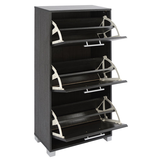 MELAMINE SHOE CABINET DAVINA ZEBRANO 3 TIERS 62x24x110
