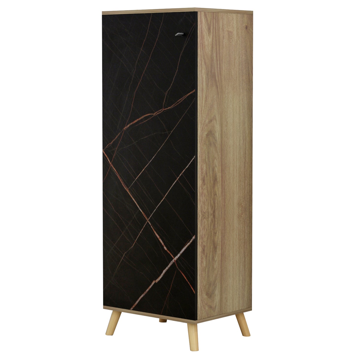 SHOE CABINET-CUPBOARD ALVARO MELAMINE SONAMA BLACK MARBLE 50x38x135