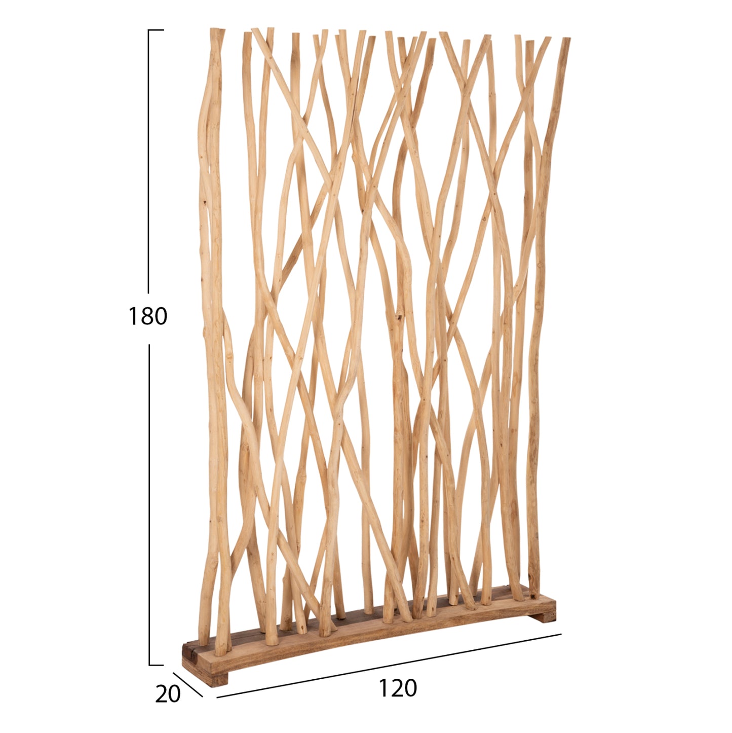 ΠΑΡΑΒΑΝ ΑΠΟ ΜΑΣΙΦ ΚΛΑΔΙΑ ΤEAK ΦΥΣΙΚΟ 120x20x180