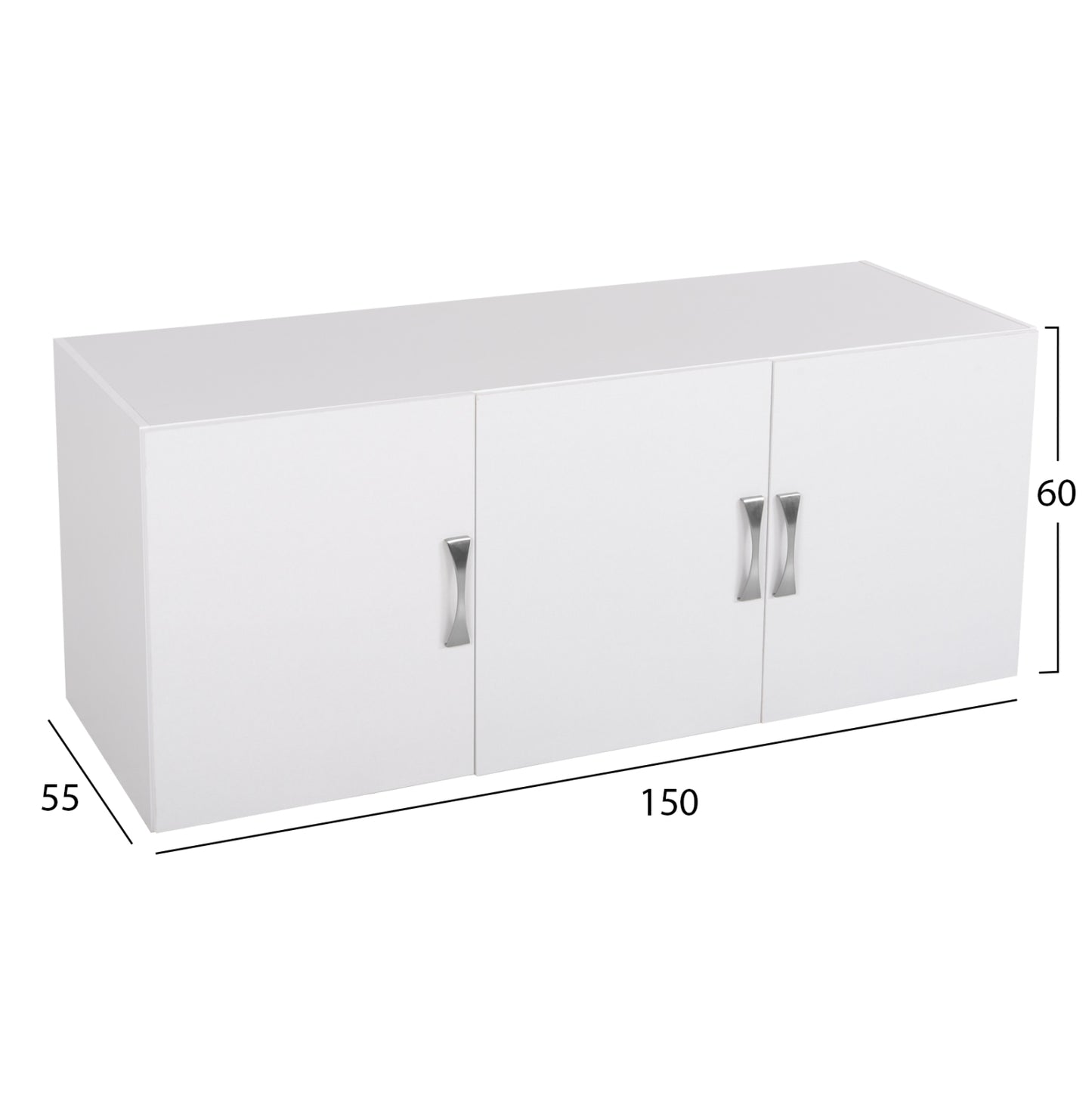 TOP CABINET FOR 3-DOOR MELAMINE WARDROBE CARLY IN WHITE COLOR 150x55x60