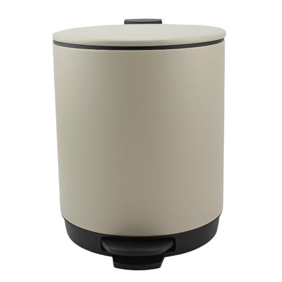 Κάδος Απορριμμάτων Ανοξείδωτος 5lt με Πεντάλ και Εσωτερικό Κάδο Μπεζ 25x25x20