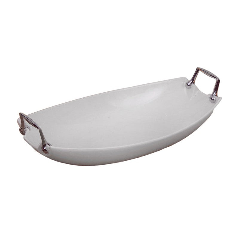 Πιατέλα Οβάλ Λευκή Πορσελάνη 44x22εκ