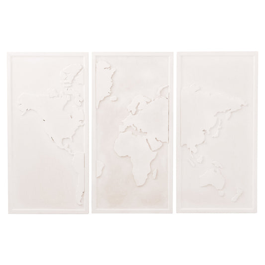 ΠΙΝΑΚΑΣ 3ΠΤΥΧΟΣ WORLD MAP SANTORINI MDF ΣΕ ΥΠΟΛΕΥΚΟ ΧΡΩΜΑ 180x4x120