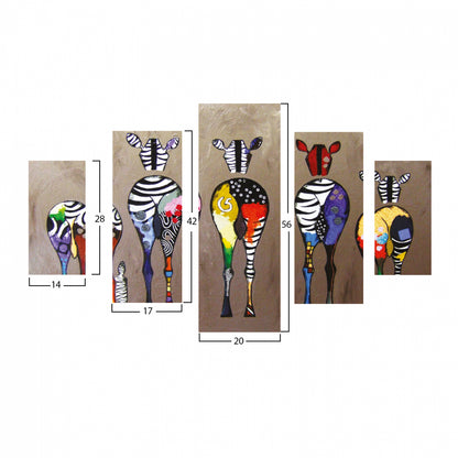 ΠΙΝΑΚΑΣ ΠΕΝΤΑΠΤΥΧΟ MDF COLORFUL ZEBRAS 82x56x3