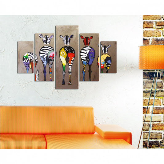 ΠΙΝΑΚΑΣ ΠΕΝΤΑΠΤΥΧΟ MDF COLORFUL ZEBRAS 82x56x3