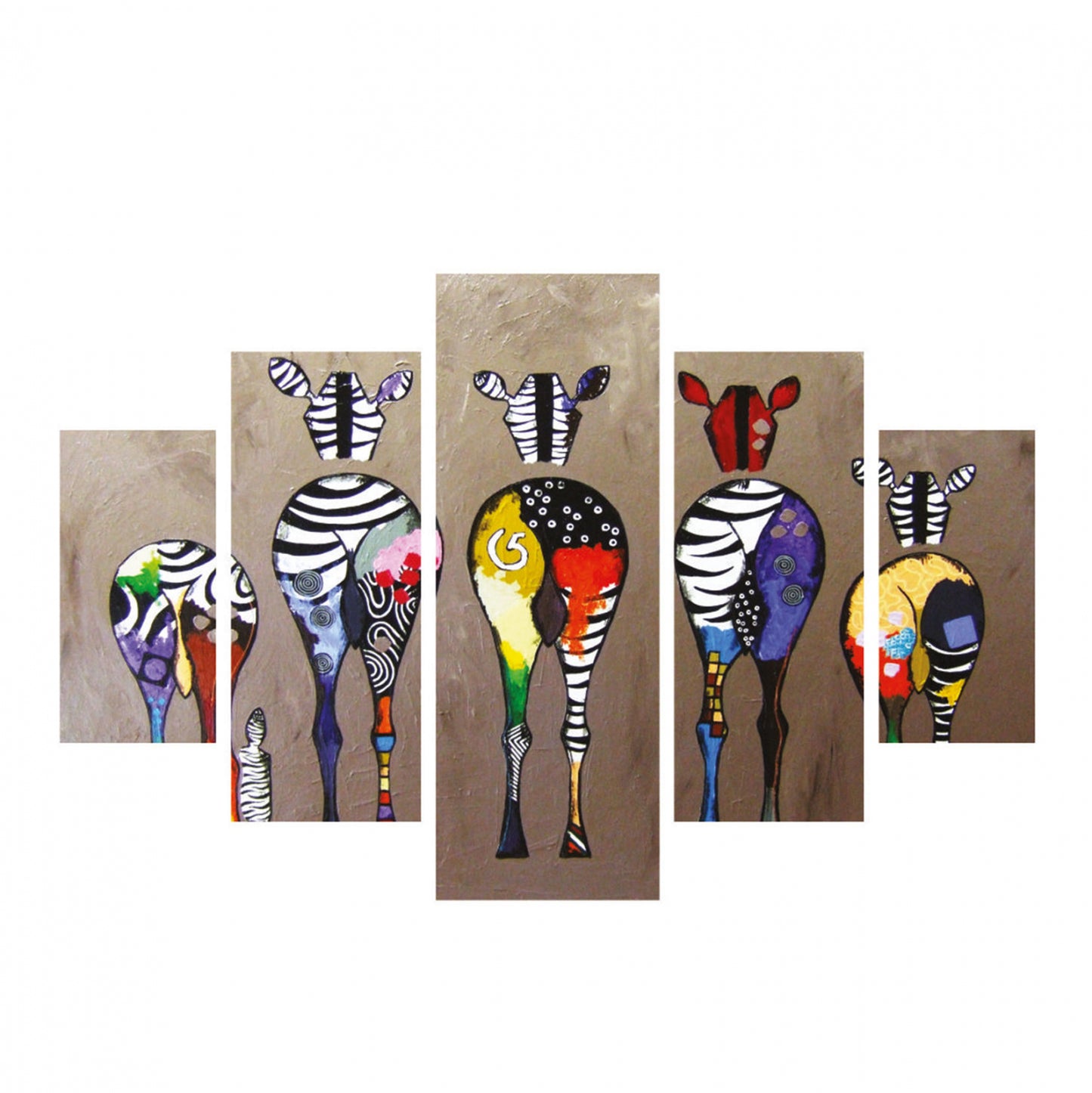 ΠΙΝΑΚΑΣ ΠΕΝΤΑΠΤΥΧΟ MDF COLORFUL ZEBRAS 82x56x3
