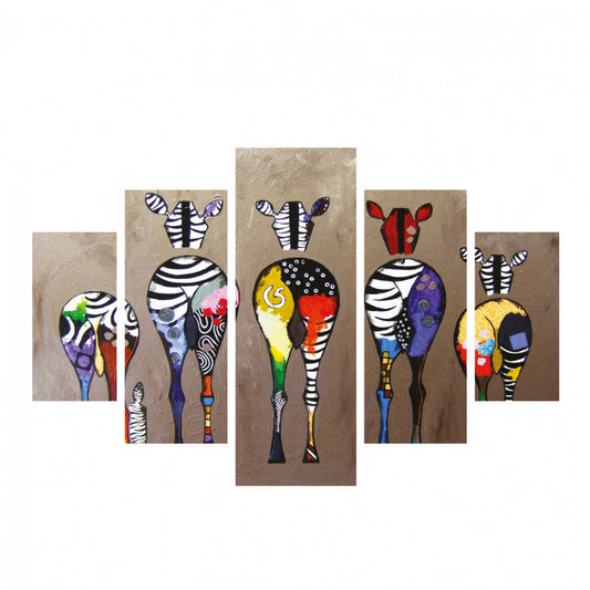 ΠΙΝΑΚΑΣ ΠΕΝΤΑΠΤΥΧΟ MDF COLORFUL ZEBRAS 82x56x3
