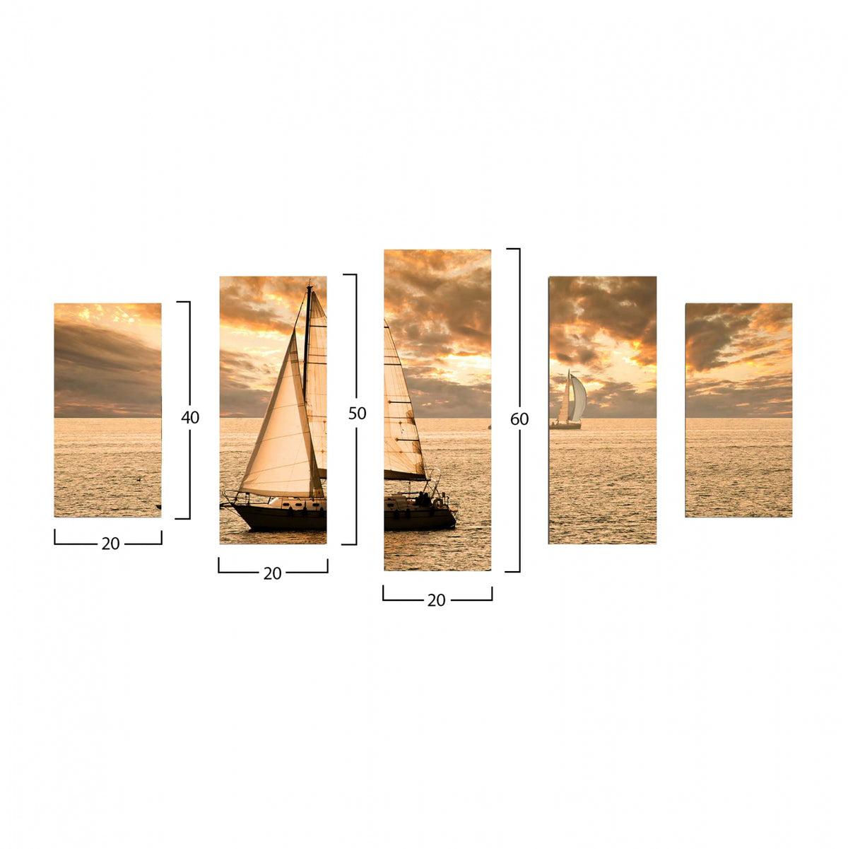 FIVE-PANEL MDF TABLE SUNSET SAILING 100x0.3x60