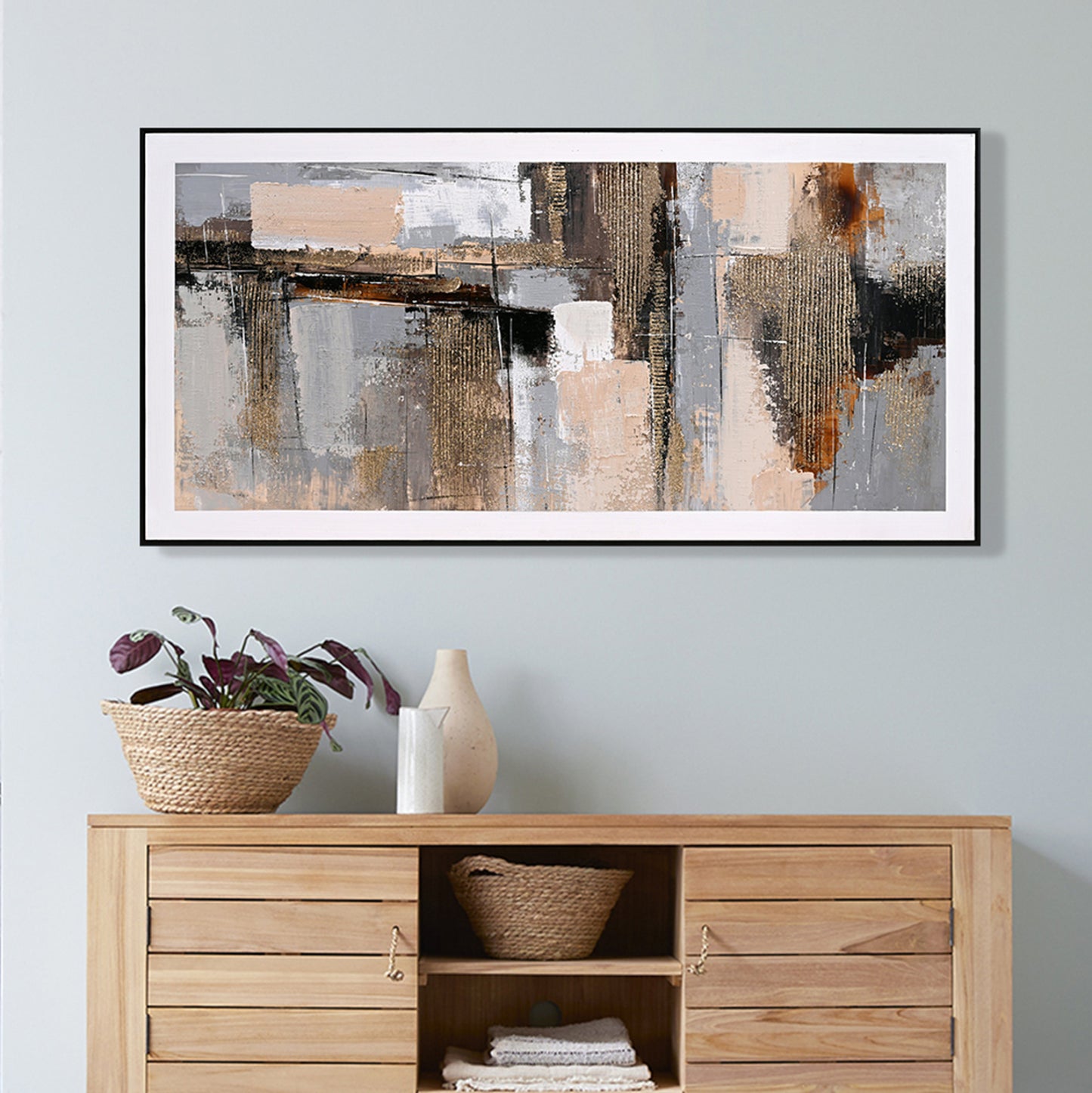 SEDIMENT WALL CANVAS WITH BLACK FRAME 142x4.5x72