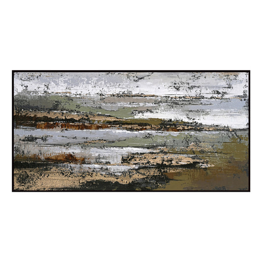 SEDIMENT WALL CANVAS WITH BLACK FRAME 142x4.5x72