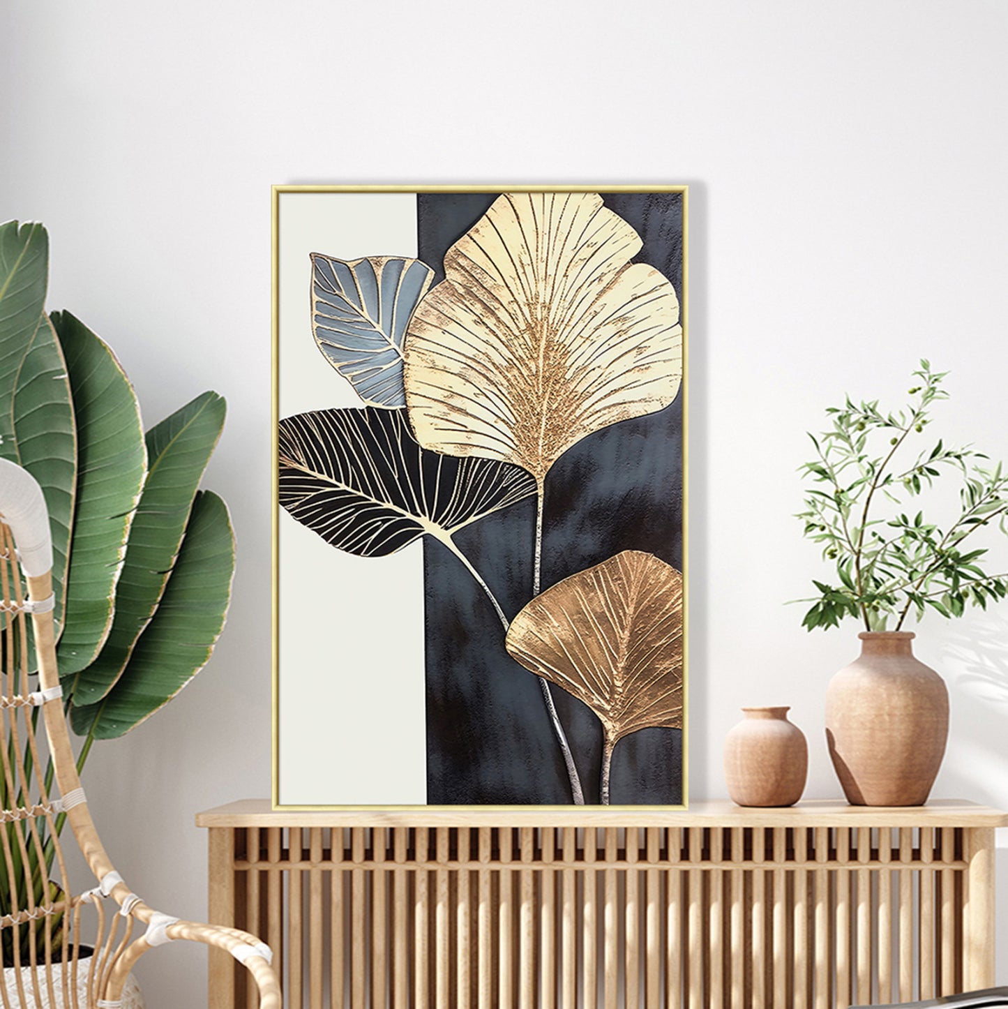 WALL DECOR TROPICO BEIGE FRAME CANVAS PRINT 52,5x2,8x72,5