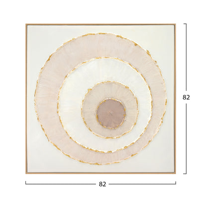 WALL ART WITH BEIGE FRAME CANVAS CIRCLES 82x4,5x82