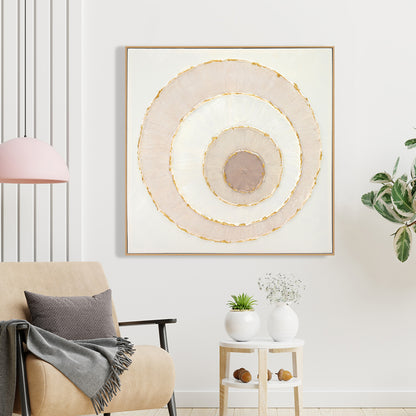 WALL ART WITH BEIGE FRAME CANVAS CIRCLES 82x4,5x82