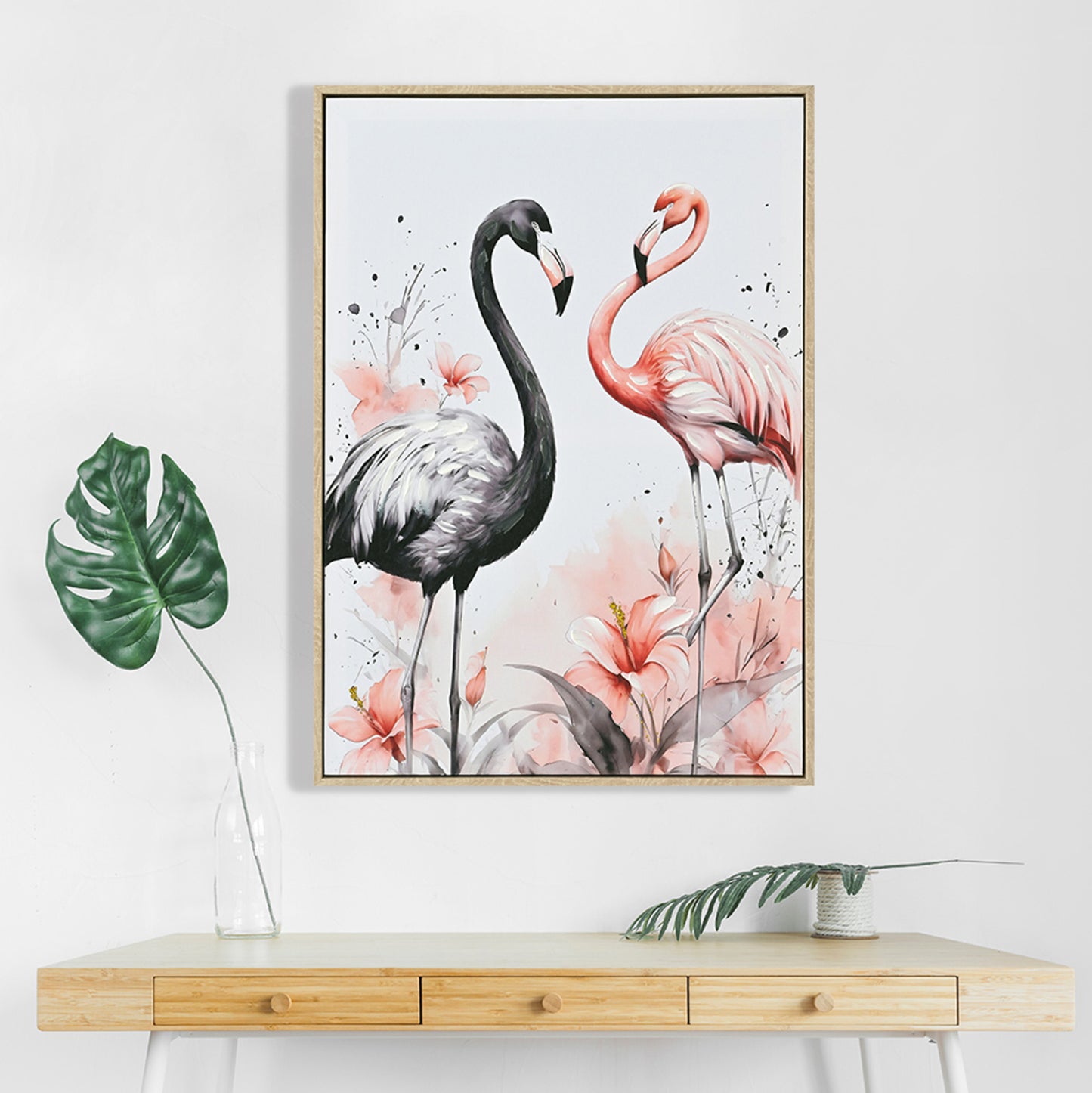 ΠΙΝΑΚΑΣ TOIXOY FLAMINGOS ΜΕ ΚΟΡΝΙΖΑ ΜΠΕΖ ΚΑΜΒΑΣ ΕΚΤΥΠΩΣΗ 52,5x2,8x72,5