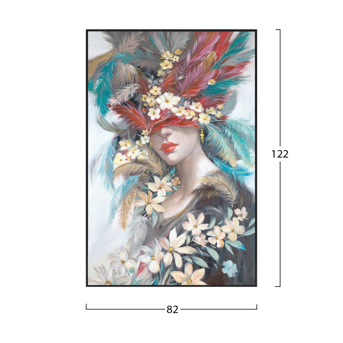 WALL ART ONNANOKO WITH BLACK FRAME CANVAS PRINT FEMALE FACE 82x4,5x122