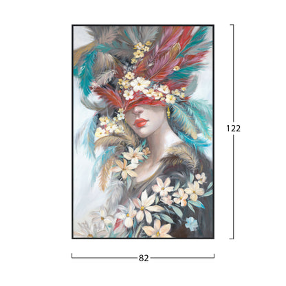 WALL ART ONNANOKO WITH BLACK FRAME CANVAS PRINT FEMALE FACE 82x4,5x122