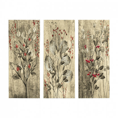MDF TRIPTYCH TABLE RED FLOWERS AND BERRIES 60x50x0,3