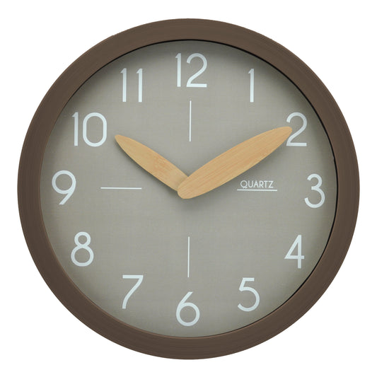 Πλαστικό Ρολόι Τοίχου Γκρι με Μαύρο Ξύλινο Πλαίσιο 30x4.1εκ