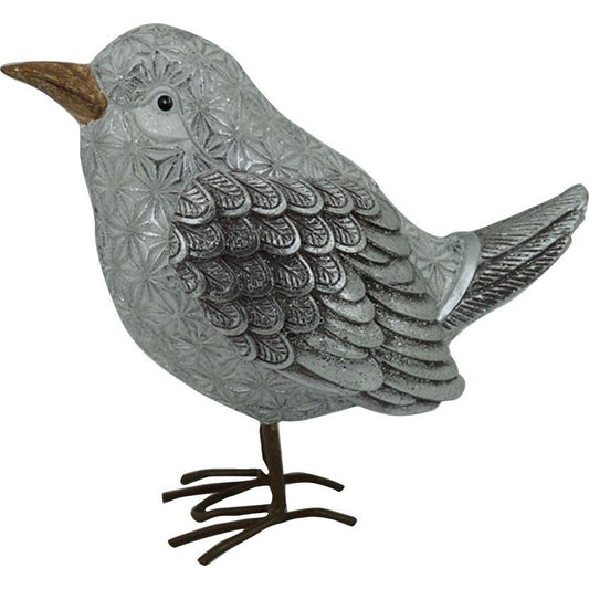 Πολυεστερικό Ασημί/Λευκό Διακοσμητικό Πουλάκι 20x10x19