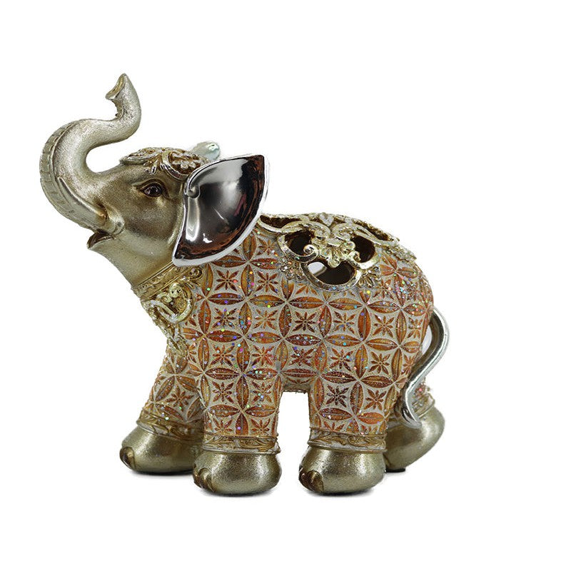 Διακοσμητικό Polyresin Ελέφαντας Σομόν/Ασημί 16x7x17