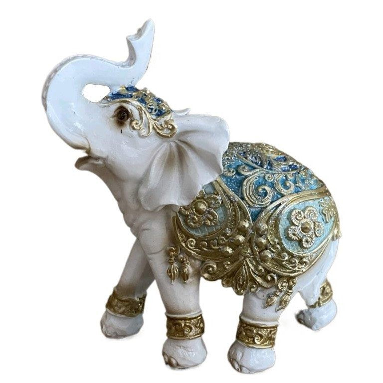 Διακοσμητικός Ελέφαντας Πολυεστερικός σε Λευκό/Χρυσό 12.5x5x13