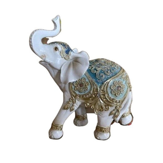 Διακοσμητικός Ελέφαντας Πολυεστερικός σε Λευκό/Χρυσό 14x6x16