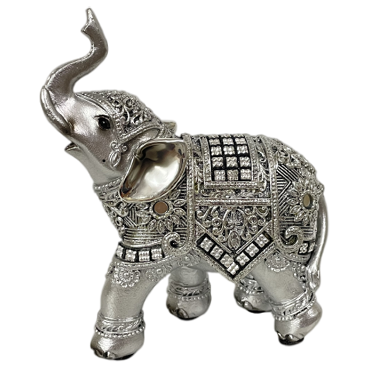 Διακοσμητικός Ελέφαντας Πολυεστερικός σε Ασημί Χρώμα 11x5x14