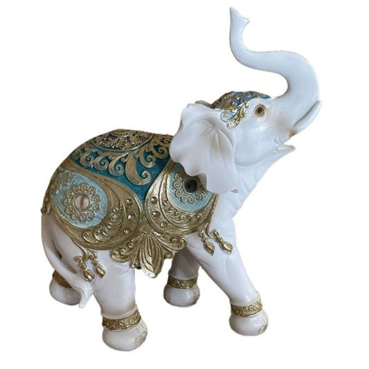 Διακοσμητικός Ελέφαντας Πολυεστερικός σε Χρυσό/Λευκό 18x7.5x18