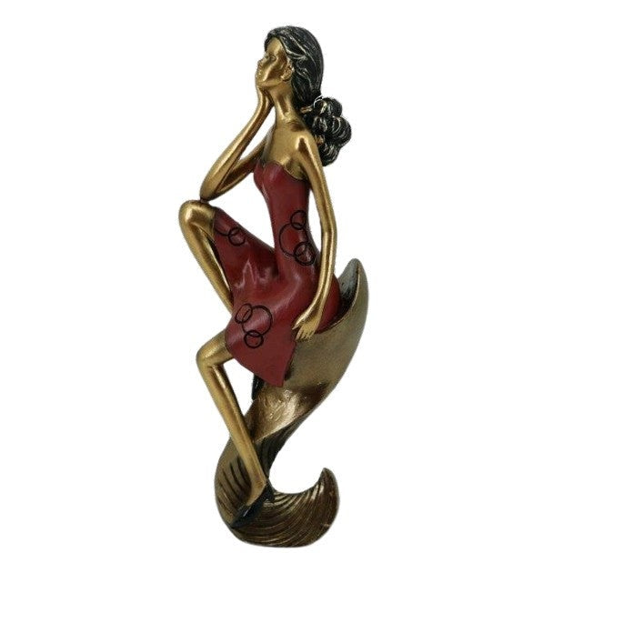 Διακοσμητική Πολυεστερική Κοπέλα με Κόκκινο Φόρεμα 9x6x25