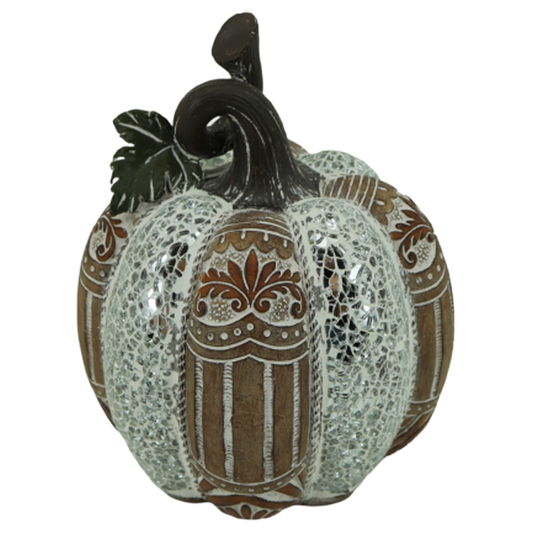 Διακοσμητική Πολυεστερική Κολοκύθα Ασημί-Καφέ 15x15x19